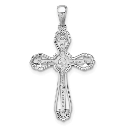 Sterlingsilber Rhodiniert Poliert Fantasie Zirkonia Kreuz Anhänger