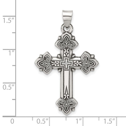 Sterlingsilber Antikisiert Massiv Knospend Kreuz Anhänger