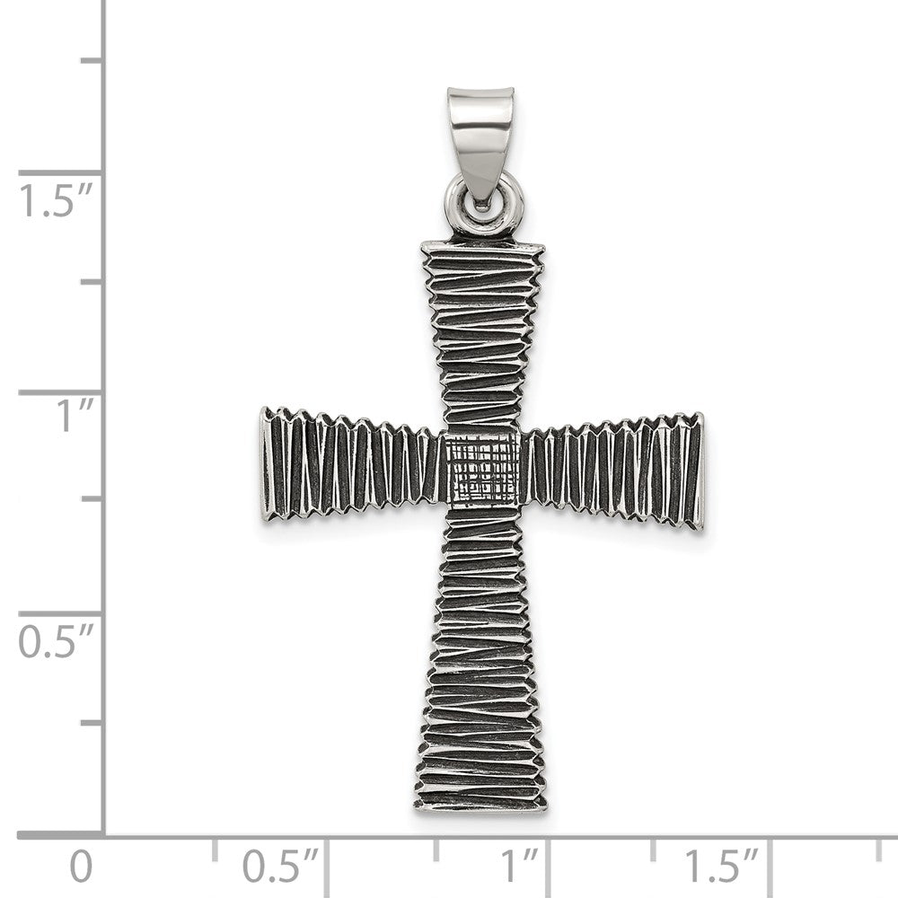 Sterlingsilber Antikisiert Massiv Strukturiert Kreuz Anhänger