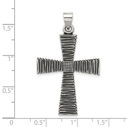 Sterlingsilber Antikisiert Massiv Strukturiert Kreuz Anhänger