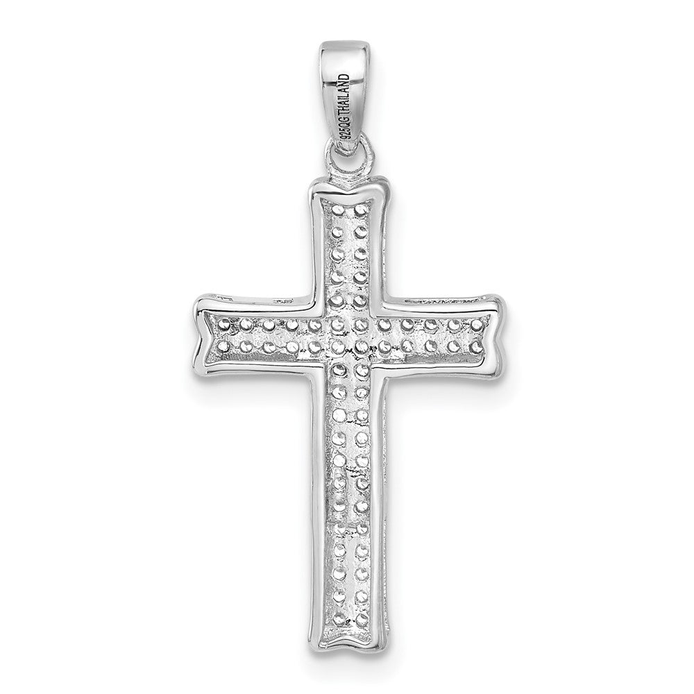 Sterlingsilber Rhodiniert Poliert Zirkonia Pavé Kreuz Anhänger