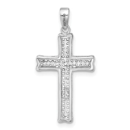 Sterlingsilber Rhodiniert Poliert Zirkonia Pavé Kreuz Anhänger