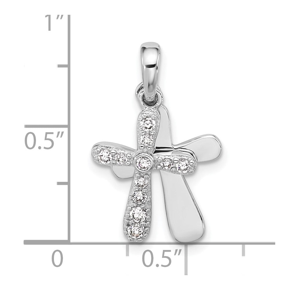 Sterlingsilber Rhodiniert Zirkonia 2 Stück Kreuz Anhänger
