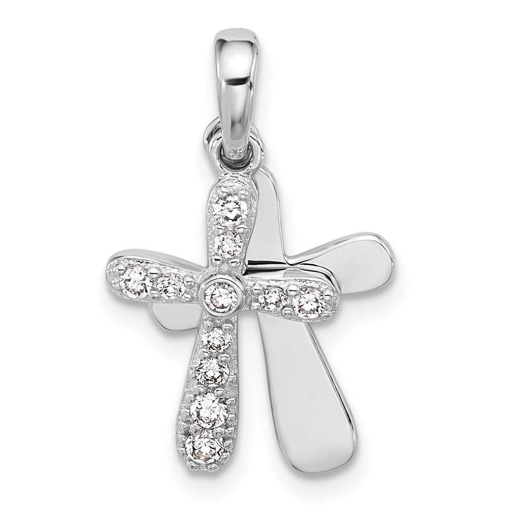 Sterlingsilber Rhodiniert Zirkonia 2 Stück Kreuz Anhänger