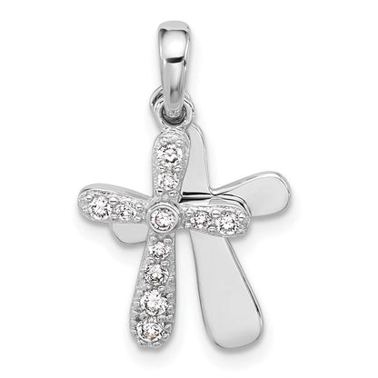 Sterlingsilber Rhodiniert Zirkonia 2 Stück Kreuz Anhänger