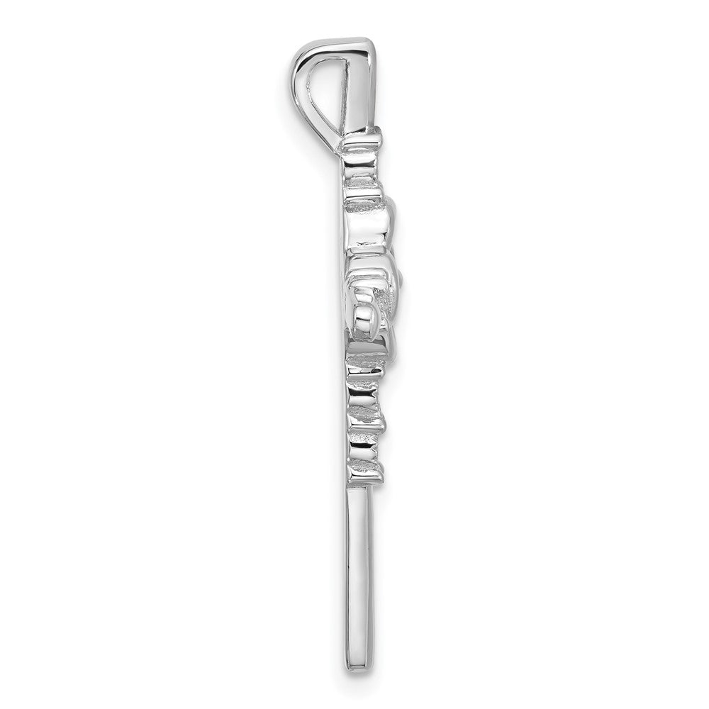 Sterlingsilber Rhodiniert Poliert Blume Zirkonia Kreuz Kette Anhänger
