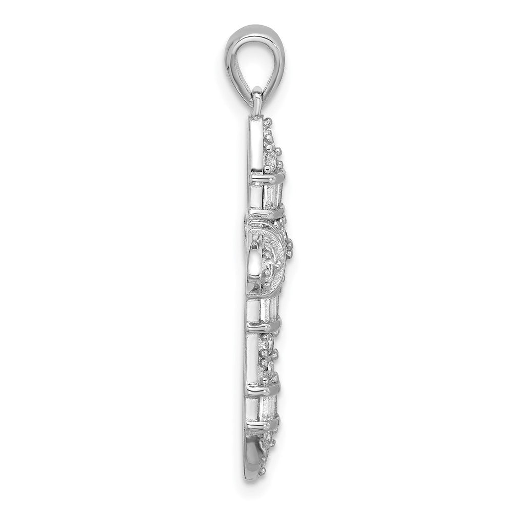 Sterlingsilber Rhodiniert Zirkonia Kreuz Anhänger