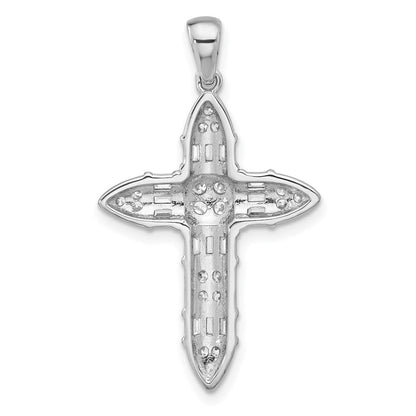 Sterlingsilber Rhodiniert Zirkonia Kreuz Anhänger