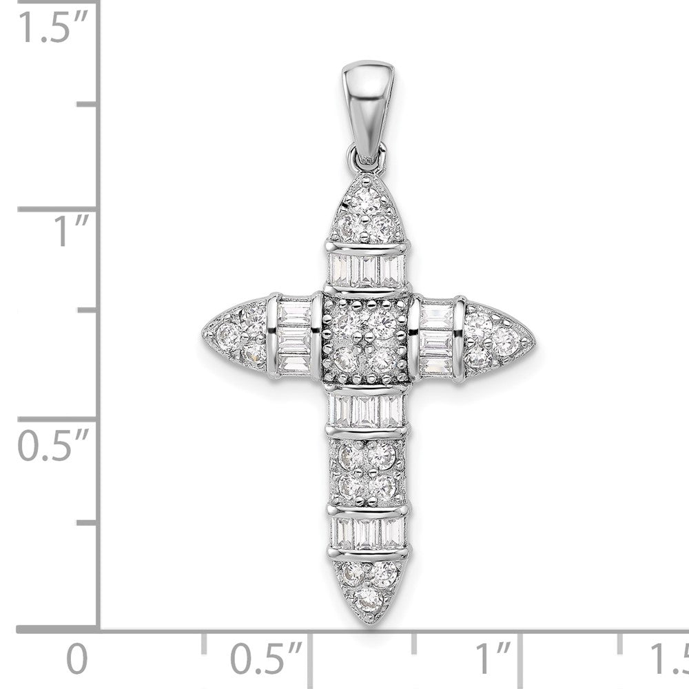 Sterlingsilber Rhodiniert Zirkonia Kreuz Anhänger
