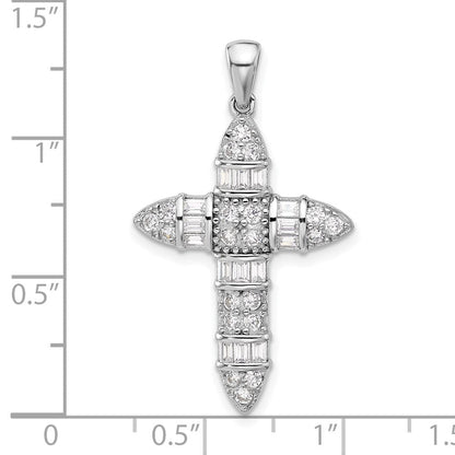 Sterlingsilber Rhodiniert Zirkonia Kreuz Anhänger