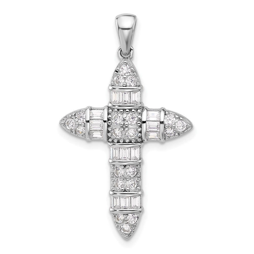 Sterlingsilber Rhodiniert Zirkonia Kreuz Anhänger