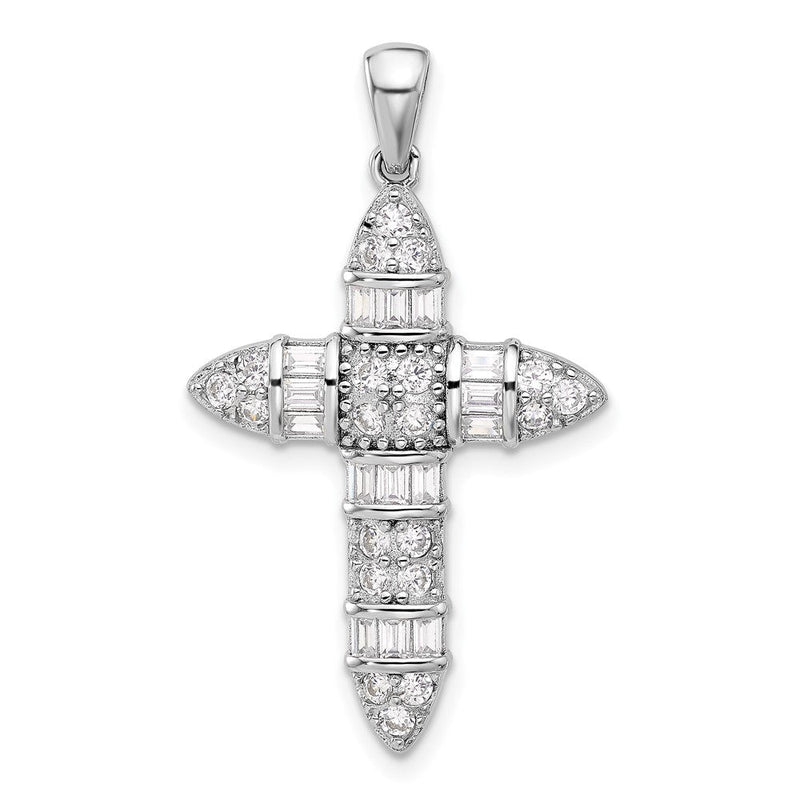 Sterlingsilber Rhodiniert Zirkonia Kreuz Anhänger