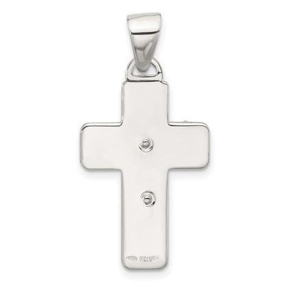 Sterlingsilber Satiniert und Poliert Kruzifix Kreuz Anhänger