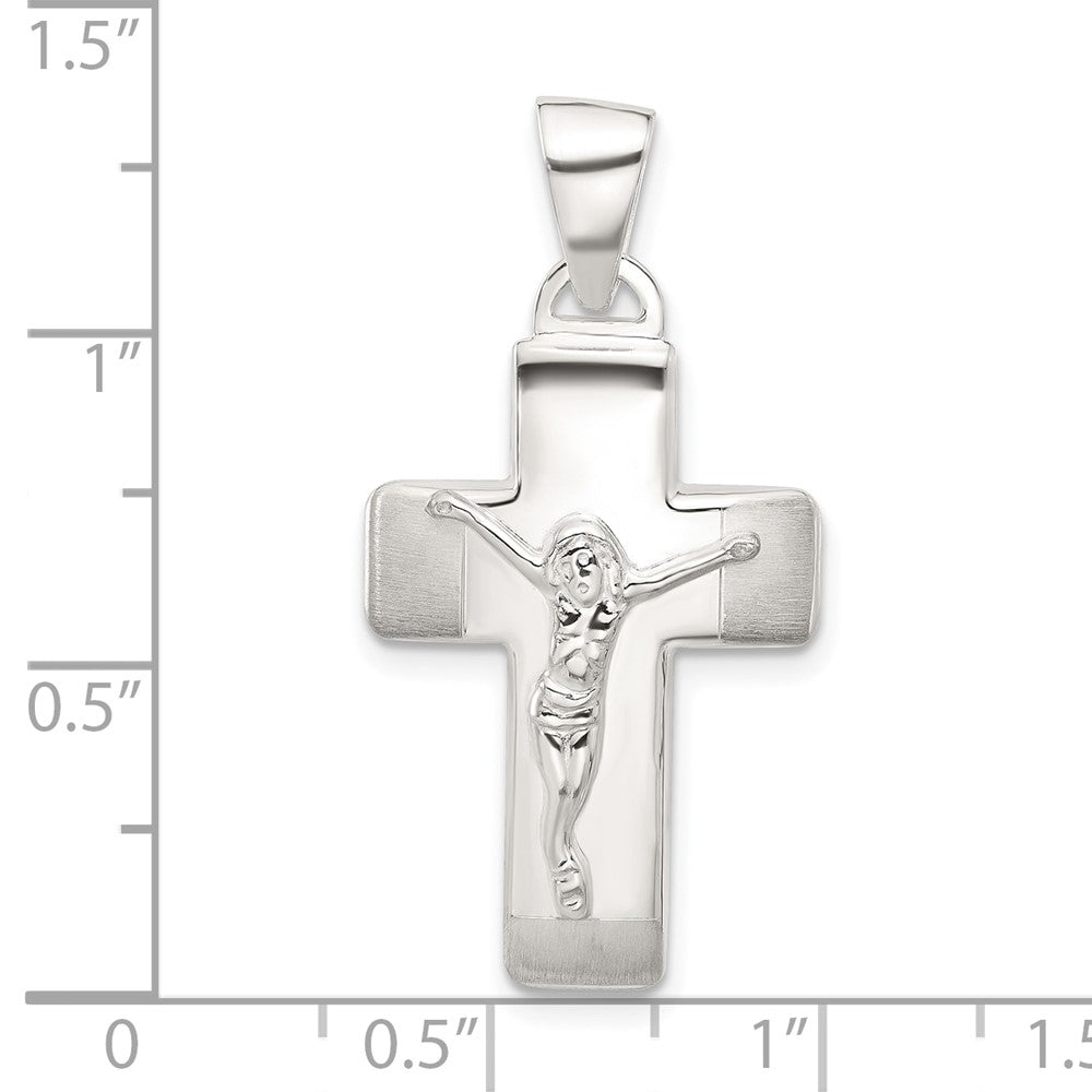 Sterlingsilber Satiniert und Poliert Kruzifix Kreuz Anhänger