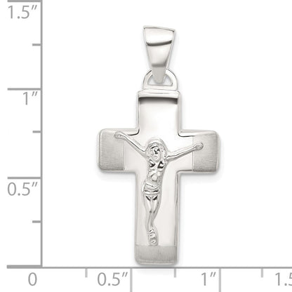 Sterlingsilber Satiniert und Poliert Kruzifix Kreuz Anhänger