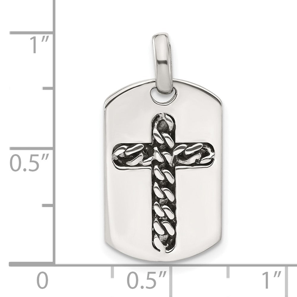 Sterlingsilber Antikisiert Kette Einlage Kreuz Erkennungsmarke