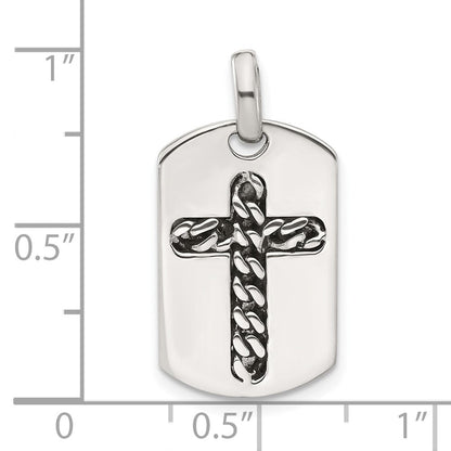 Sterlingsilber Antikisiert Kette Einlage Kreuz Erkennungsmarke
