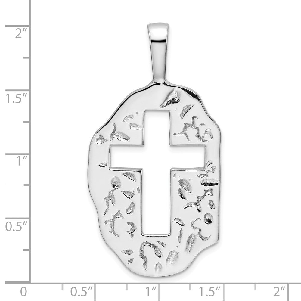 Sterlingsilber Rhodiniert Ausgeschnitten Kreuz Wendbar Anhänger