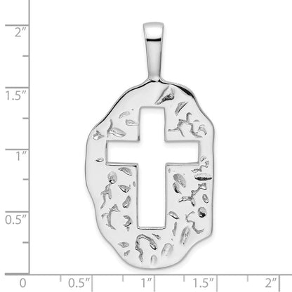 Sterlingsilber Rhodiniert Ausgeschnitten Kreuz Wendbar Anhänger