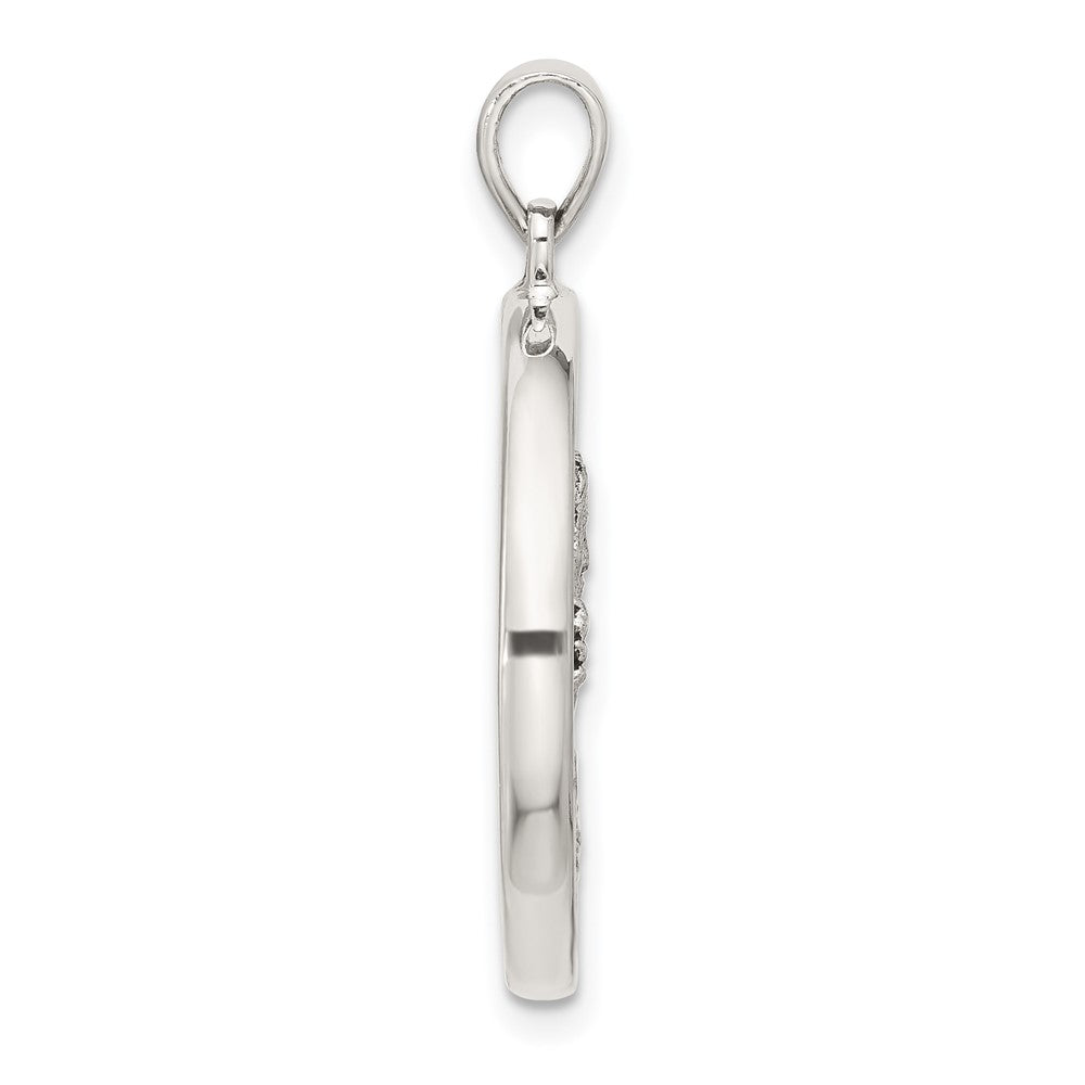 Sterlingsilber Oxidiert Heilig Herz Of Jesus Wendbar Medaille Anhänger