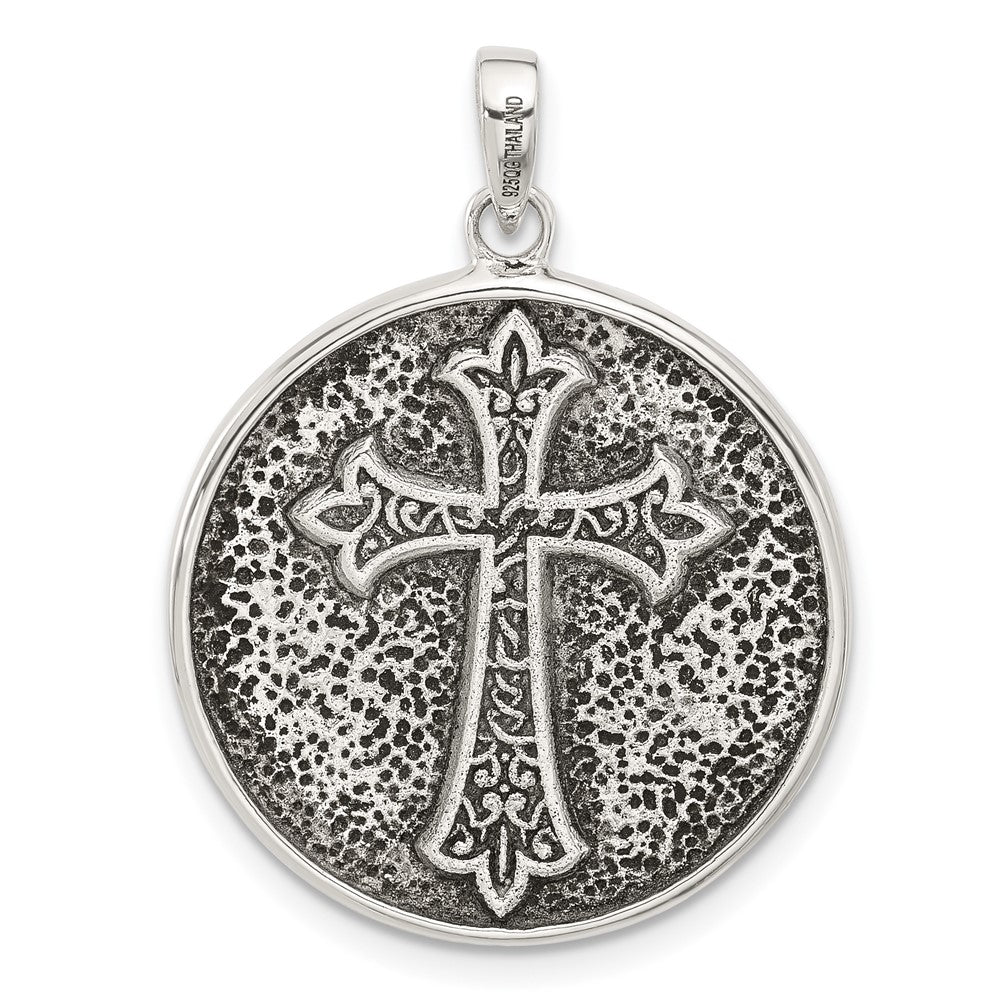 Sterlingsilber Oxidiert Heilig Herz Of Jesus Wendbar Medaille Anhänger