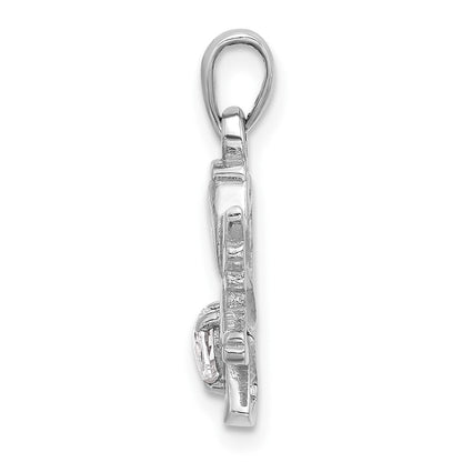 Sterlingsilber Rhodiniert Herz Zirkonia Engel Anhänger