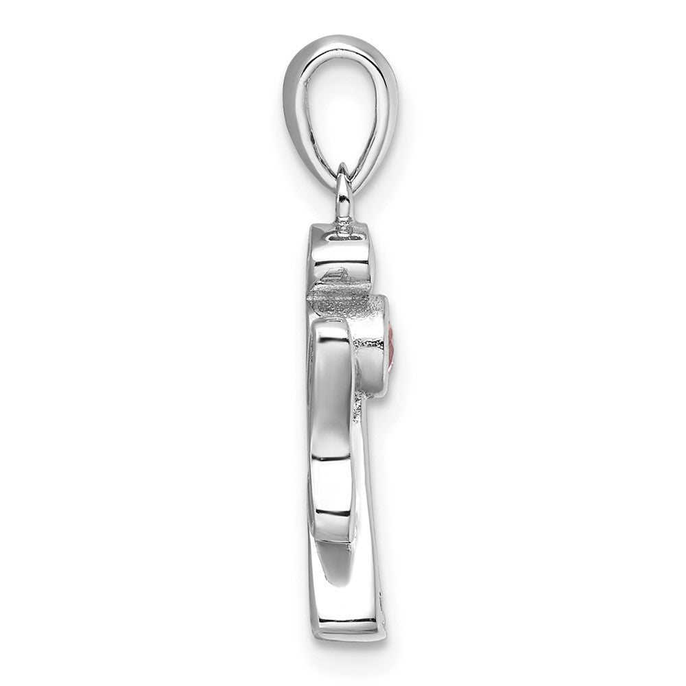 Sterlingsilber Rhodiniert Rosa und Klar Zirkonia Engel Anhänger