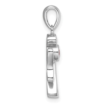 Sterlingsilber Rhodiniert Rosa und Klar Zirkonia Engel Anhänger