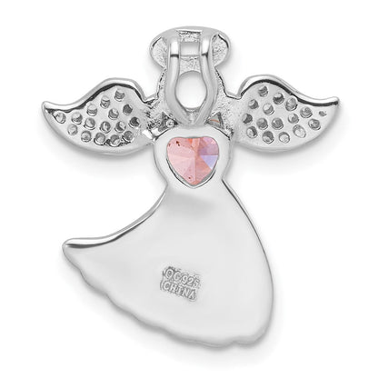 Sterlingsilber Rhodiniert Rosa und Klar Zirkonia Engel Kette Anhänger