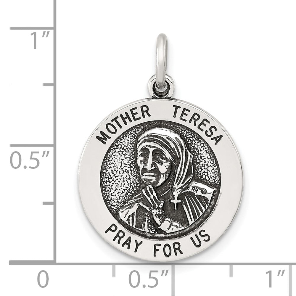 Sterlingsilber Antikisiert Massiv Mutter Teresa Medaille
