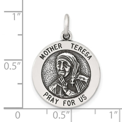 Sterlingsilber Antikisiert Massiv Mutter Teresa Medaille