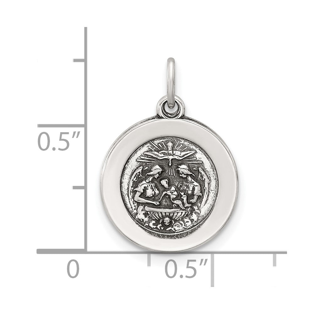 Sterlingsilber Antikisiert Massiv Taufe Medaille
