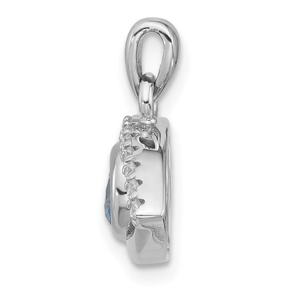 Sterlingsilber Rhodiniert Blau Zircon und Zirkonia Böse Auge Anhänger