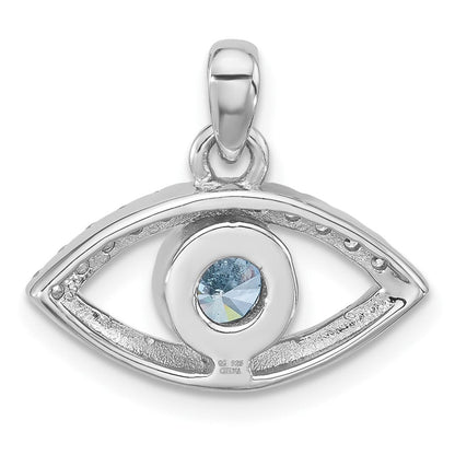Sterlingsilber Rhodiniert Blau Zircon und Zirkonia Böse Auge Anhänger