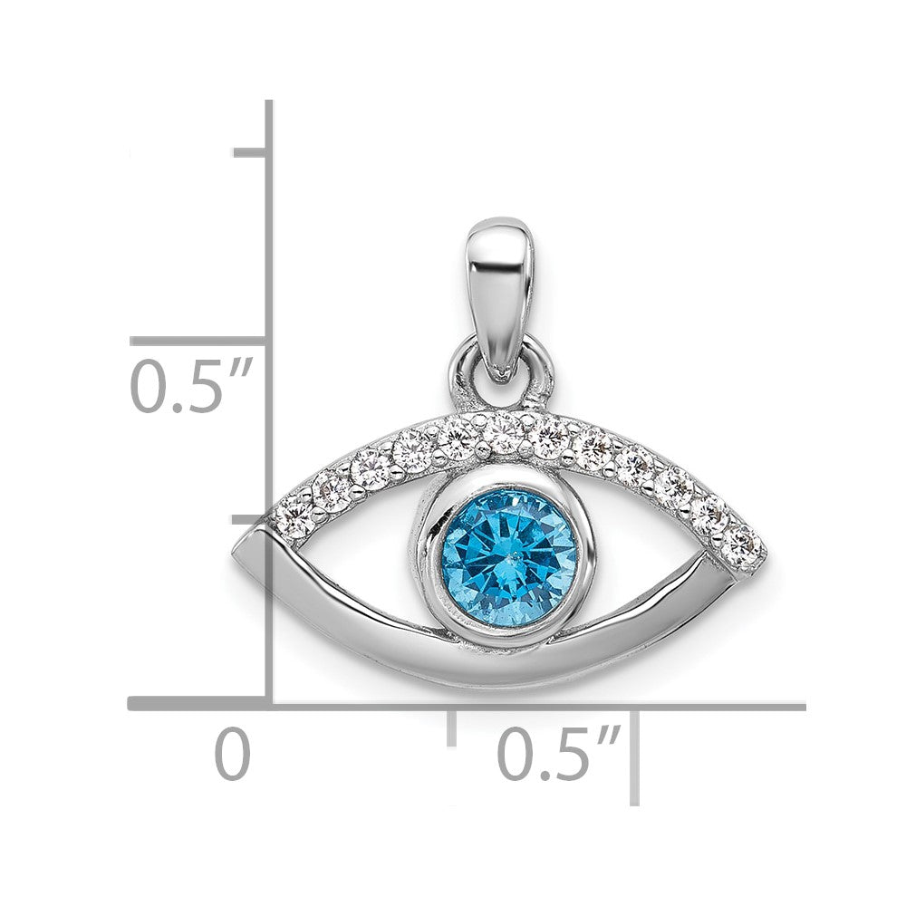 Sterlingsilber Rhodiniert Blau Zircon und Zirkonia Böse Auge Anhänger