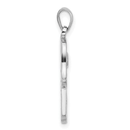 Sterlingsilber Rhodiniert Blau und Weiß Zirkonia Hamsa Auge Anhänger