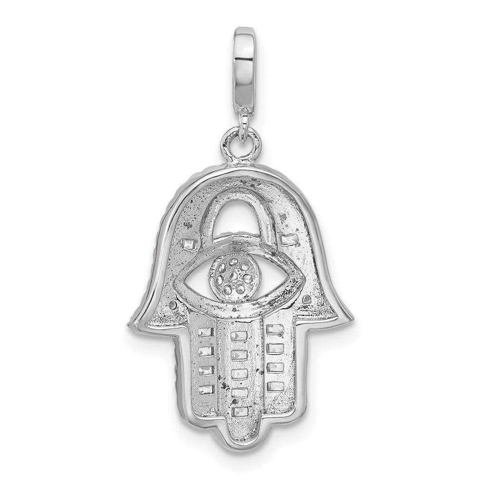 Sterlingsilber Rhodiniert Zirkonia Böse Auge Hamsa Anhänger