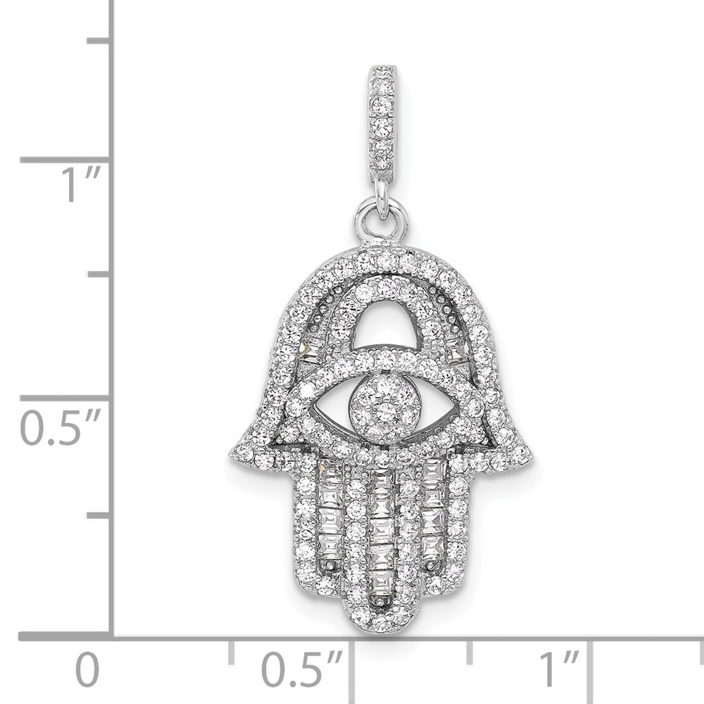 Sterlingsilber Rhodiniert Zirkonia Böse Auge Hamsa Anhänger