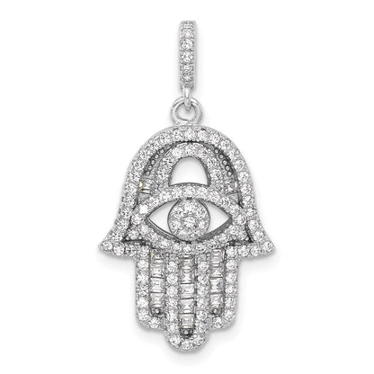Sterlingsilber Rhodiniert Zirkonia Böse Auge Hamsa Anhänger