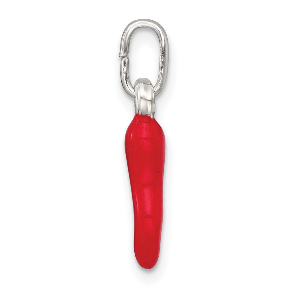 Sterlingsilber Rot Emaille Italienisch Horn Anhänger