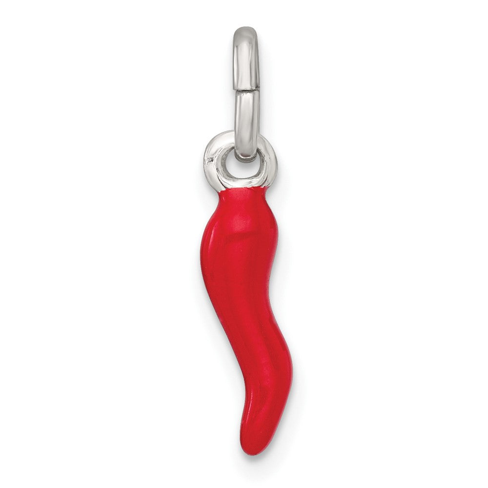 Sterlingsilber Rot Emaille Italienisch Horn Anhänger