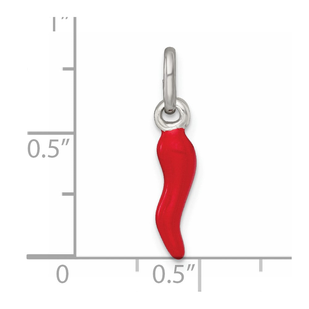 Sterlingsilber Rot Emaille Italienisch Horn Anhänger