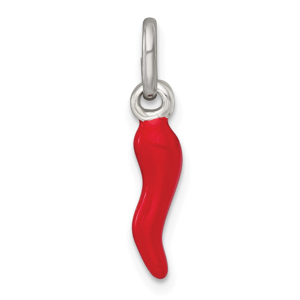 Sterlingsilber Rot Emaille Italienisch Horn Anhänger