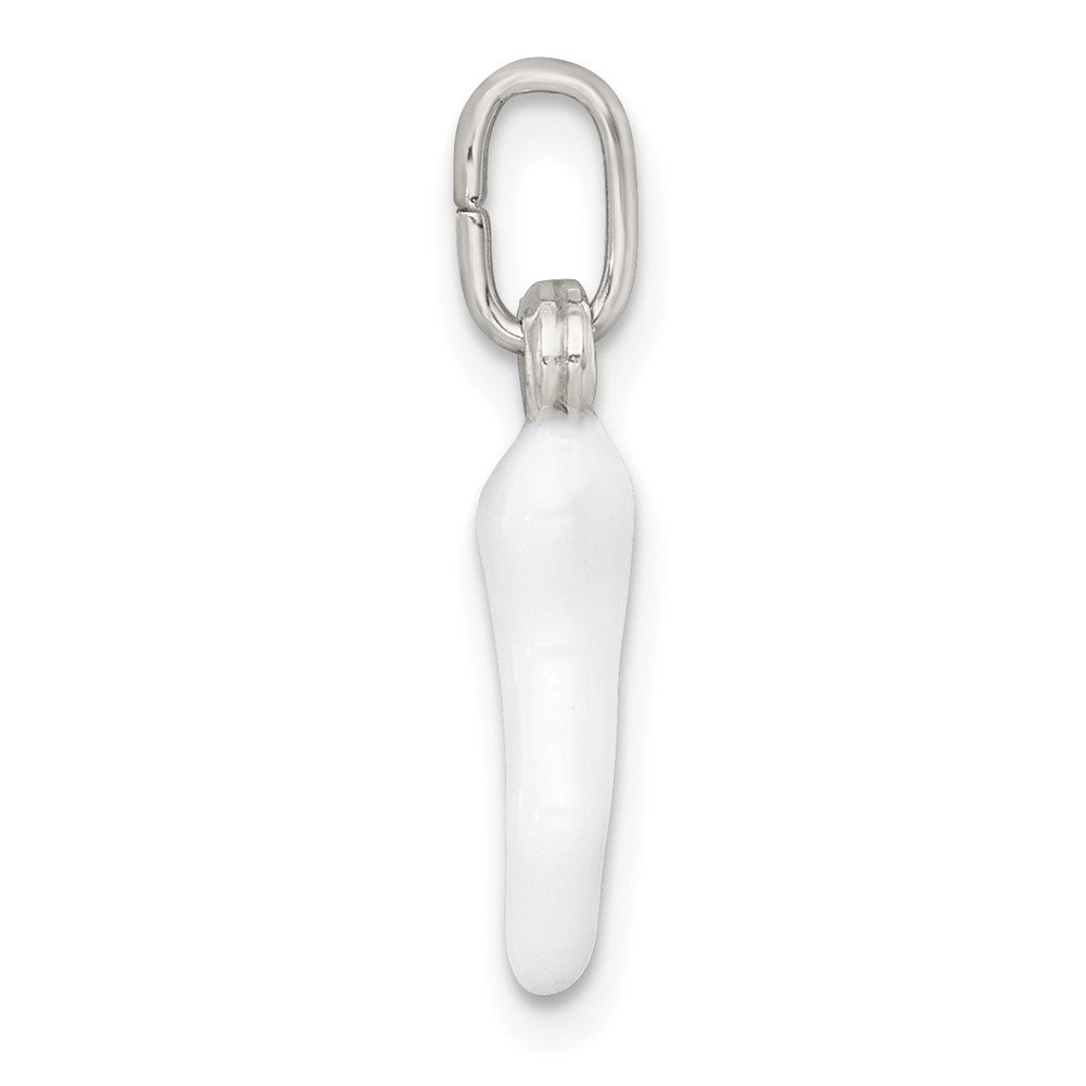 Sterlingsilber Weiß Emaille Italienisch Horn Anhänger