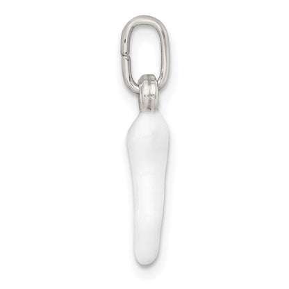 Sterlingsilber Weiß Emaille Italienisch Horn Anhänger