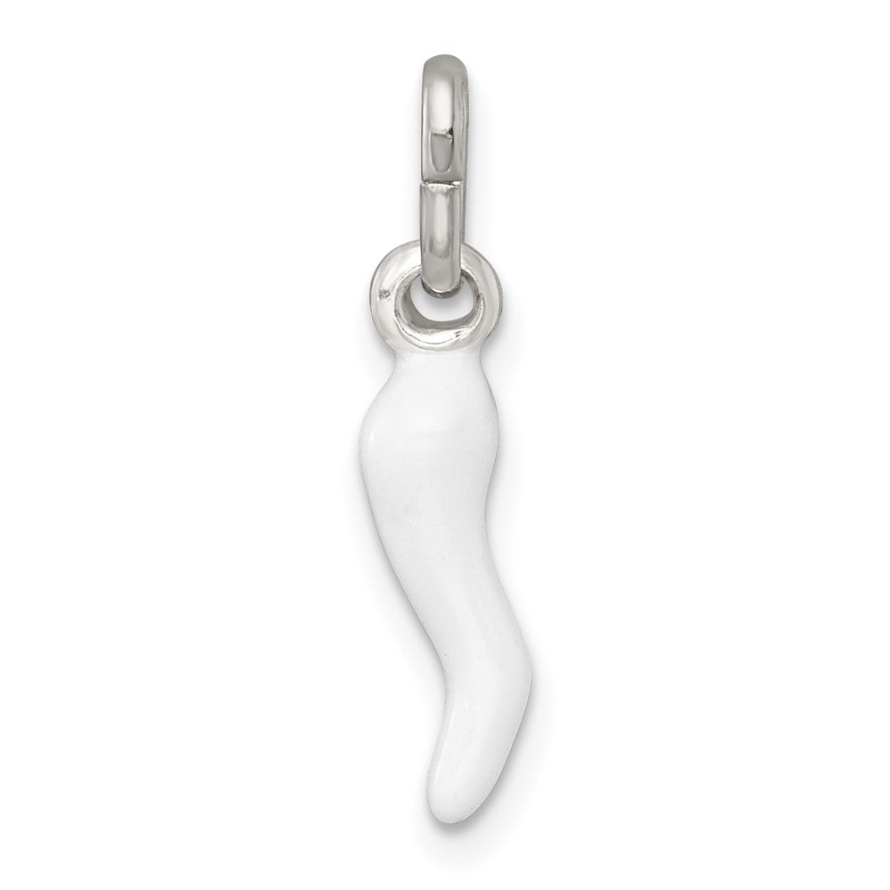 Sterlingsilber Weiß Emaille Italienisch Horn Anhänger