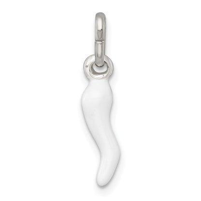 Sterlingsilber Weiß Emaille Italienisch Horn Anhänger