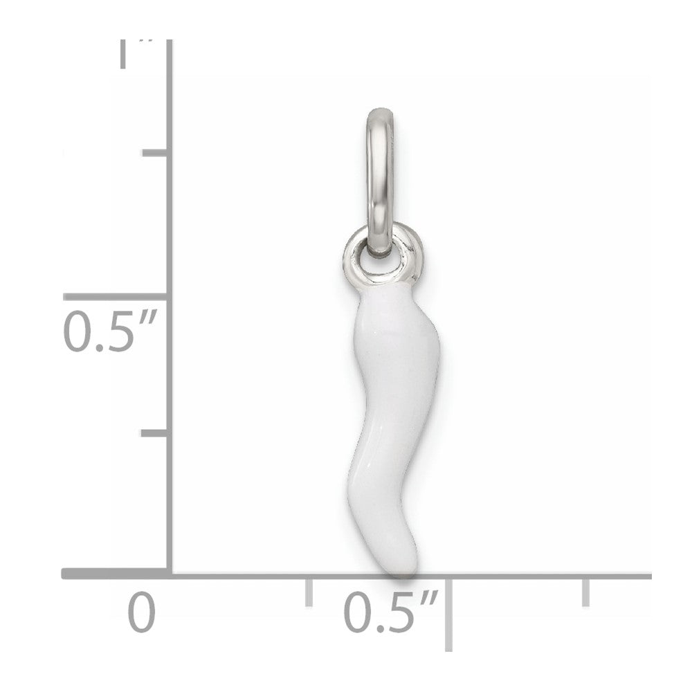 Sterlingsilber Weiß Emaille Italienisch Horn Anhänger