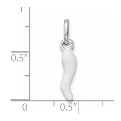 Sterlingsilber Weiß Emaille Italienisch Horn Anhänger