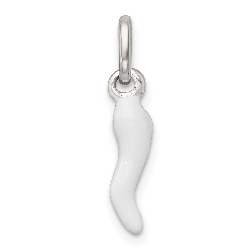 Sterlingsilber Weiß Emaille Italienisch Horn Anhänger